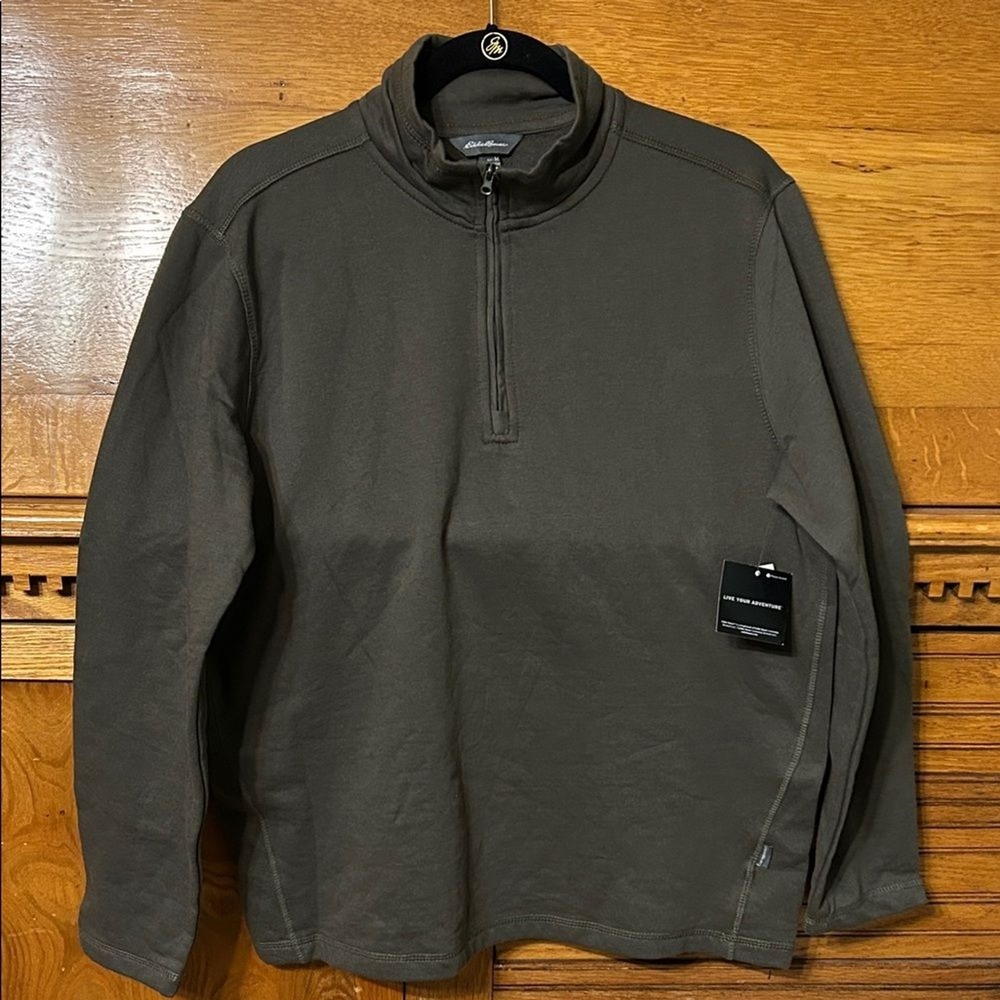 Eddie Bauer Gorpcore Athleisure Mens Quarter Zip Pullover Sweatshirt Olive Green